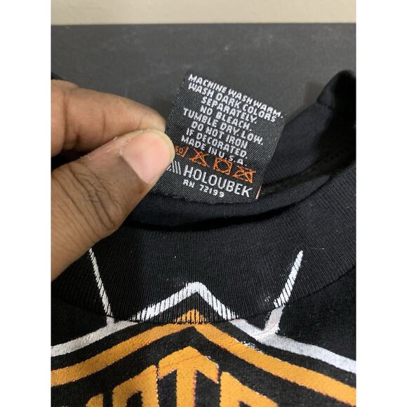 Harley Davidson Bald Eagle Biker Modern Boot Single Stitch AOP Tee Size XL - Picture 6 of 15